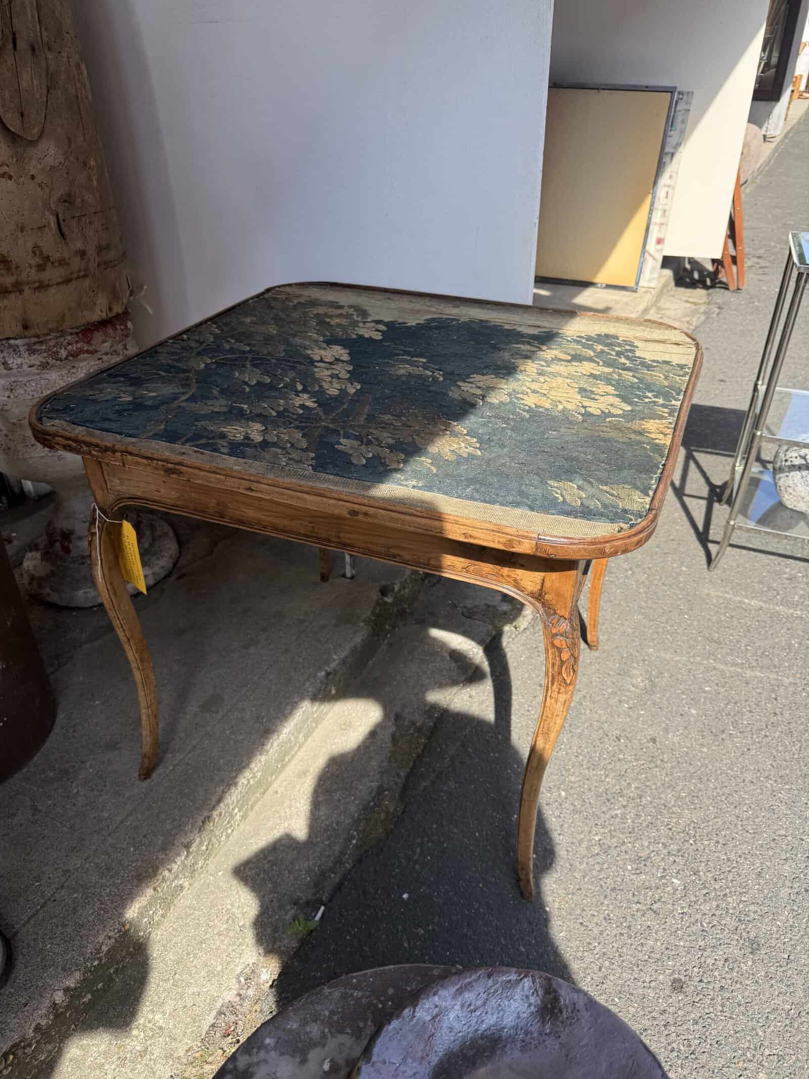 18th Century French Louis XV Game Table with 18th Century Aubusson Tapestry Top
