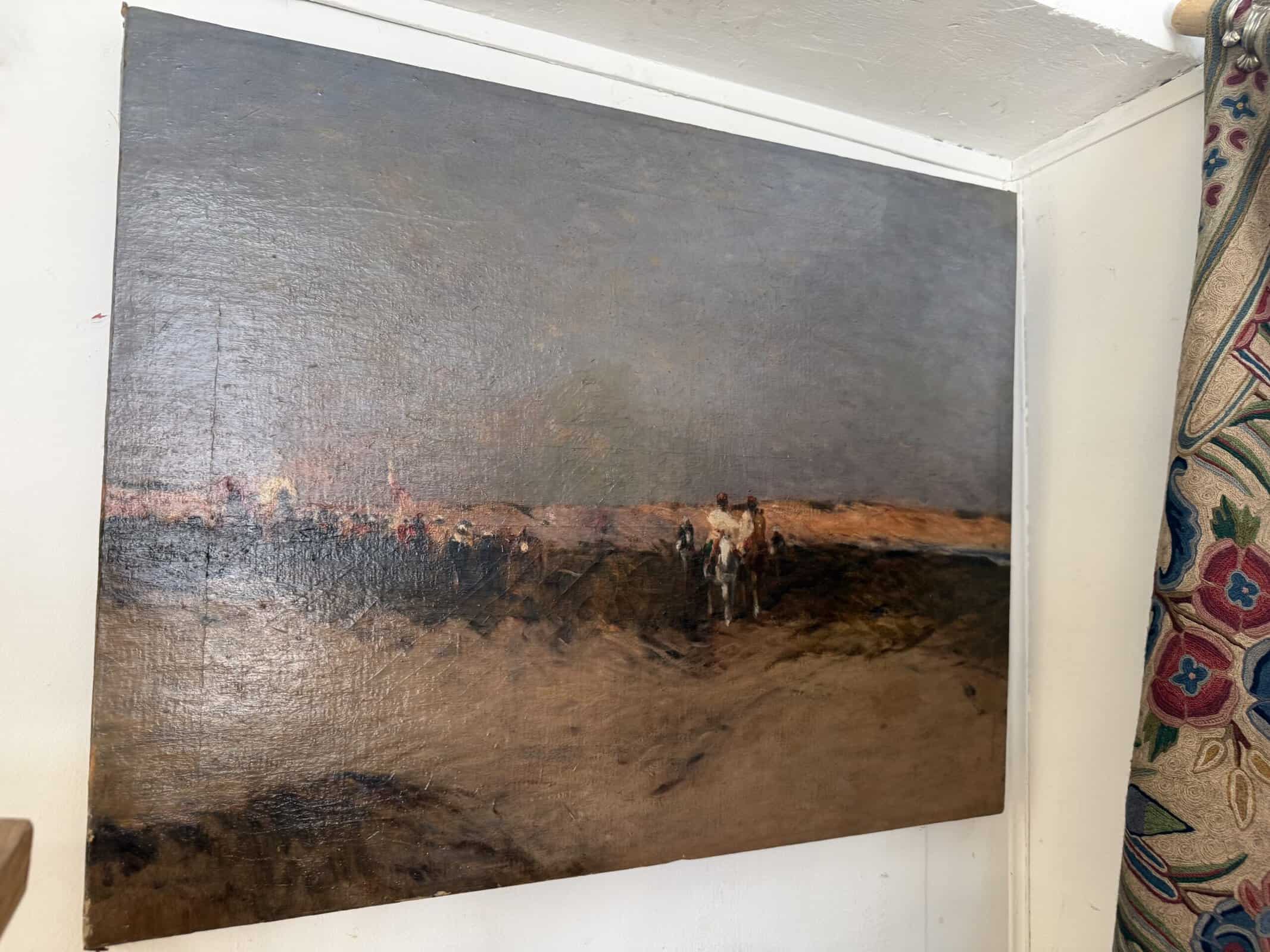 Large Oil on Canvas Painting of Desert Landscape
