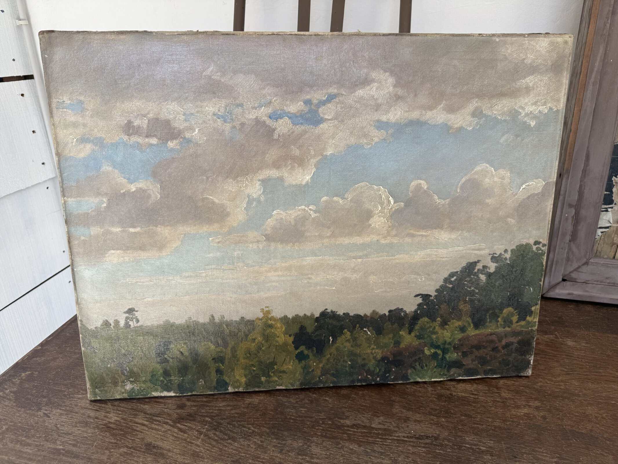 19th Century Oil on Canvas Tree Tops Painting