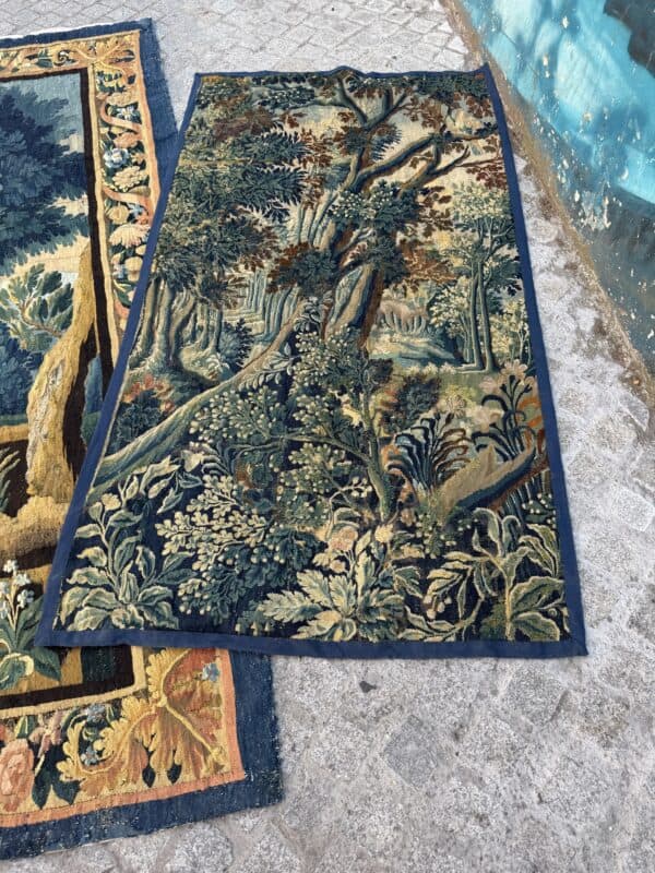 17th Century Flemish Verdure Tapestry of Forest Scene