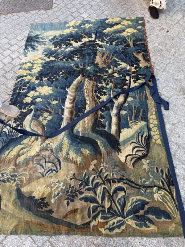 18th Century Flemish Verdure Tapestry of Forest Scene