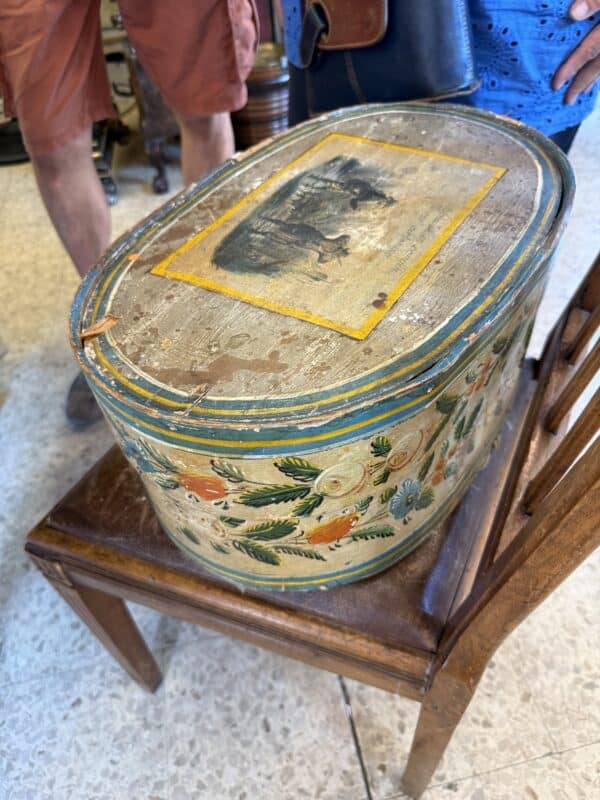 Oval 19th Century Dutch Painted Wood Marriage Box