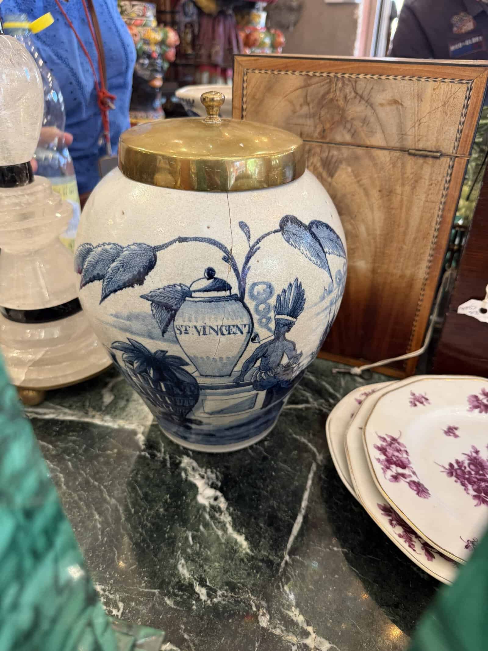Set of 2 18th Century Dutch Blue & White Tobacco Jars. 1 with hairline crack to secure. - Image 2