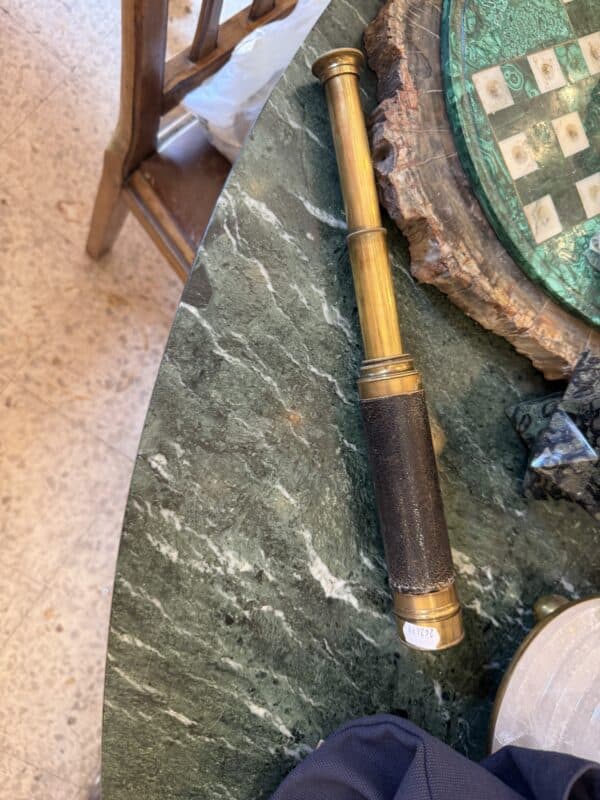 19th Century French Leather and Brass Telescope / "Longue Vue"
