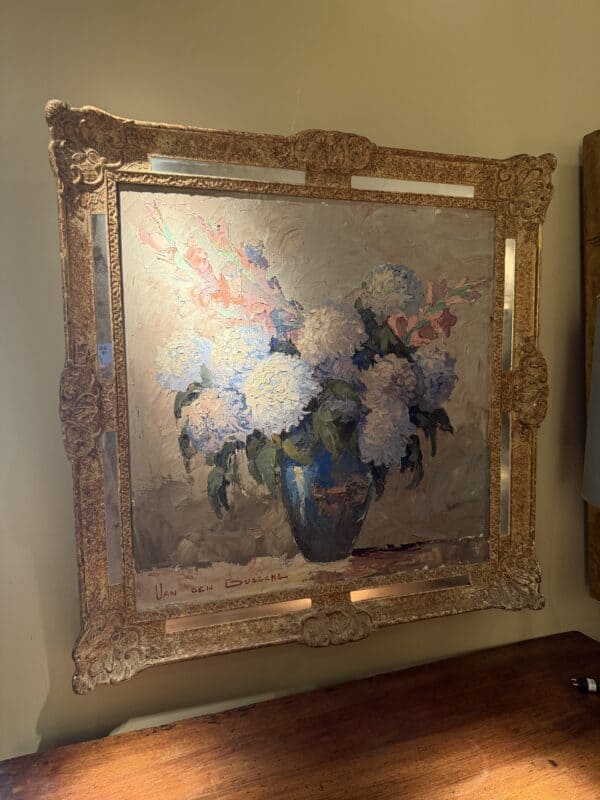Giltwood French Framed Oil on Canvas Floral Painting