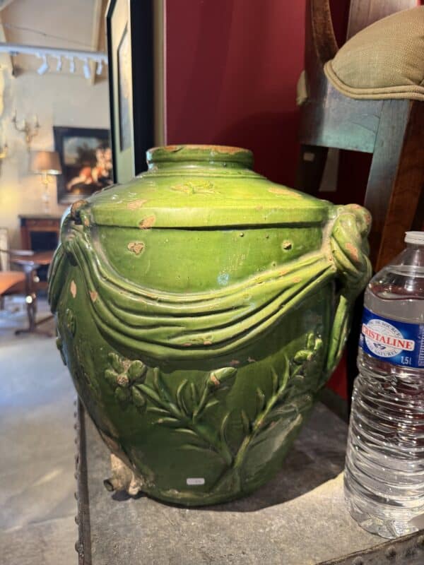 French Louis XVI Green Glazed Terracotta Samovar ca. 1800