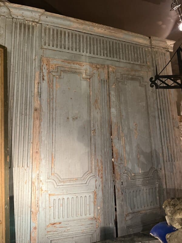 Large 18th Century French Louis XVI Blue Painted Doors