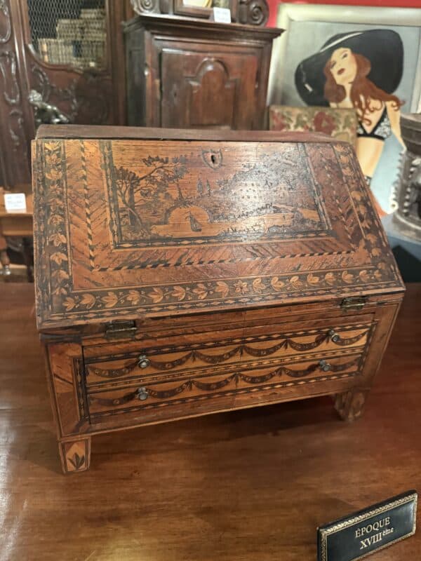 Apprentice Sized Straw Work Bureau / Slant Front Desk France ca. 1880 - Image 2
