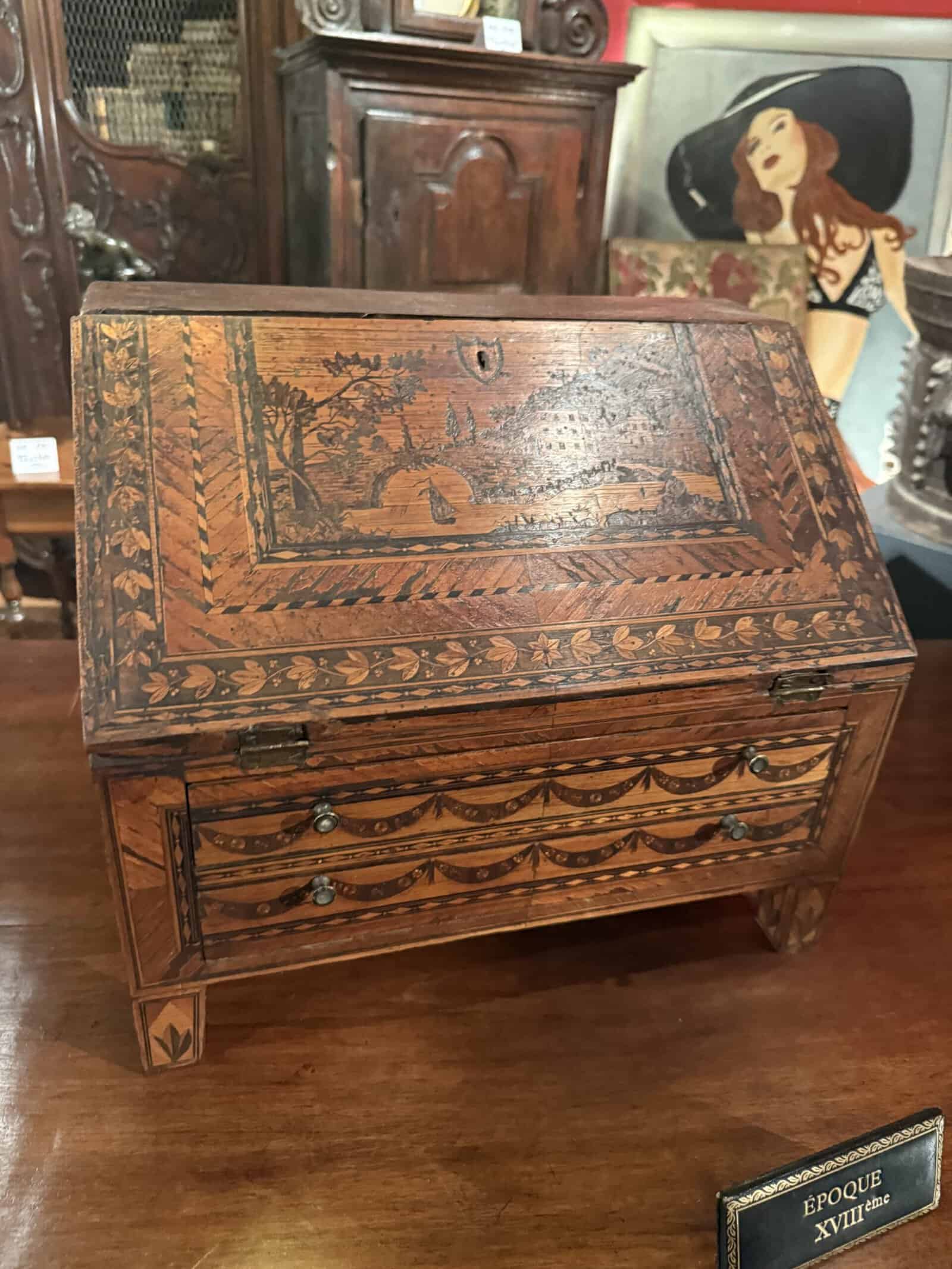Apprentice Sized Straw Work Bureau / Slant Front Desk France ca. 1880 - Image 2