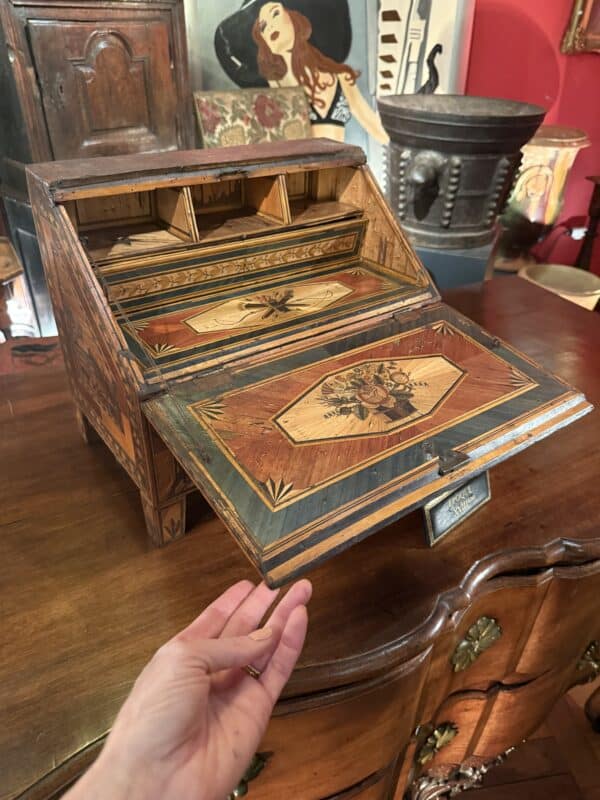 Apprentice Sized Straw Work Bureau / Slant Front Desk France ca. 1880