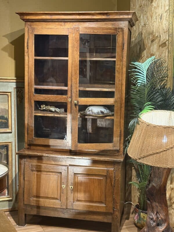 18th Century French Directoire Walnut & Oak Vitrine with Glass Doors