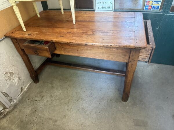 Fruitwood Farm Table with 2 Drawers, France ca. 1820