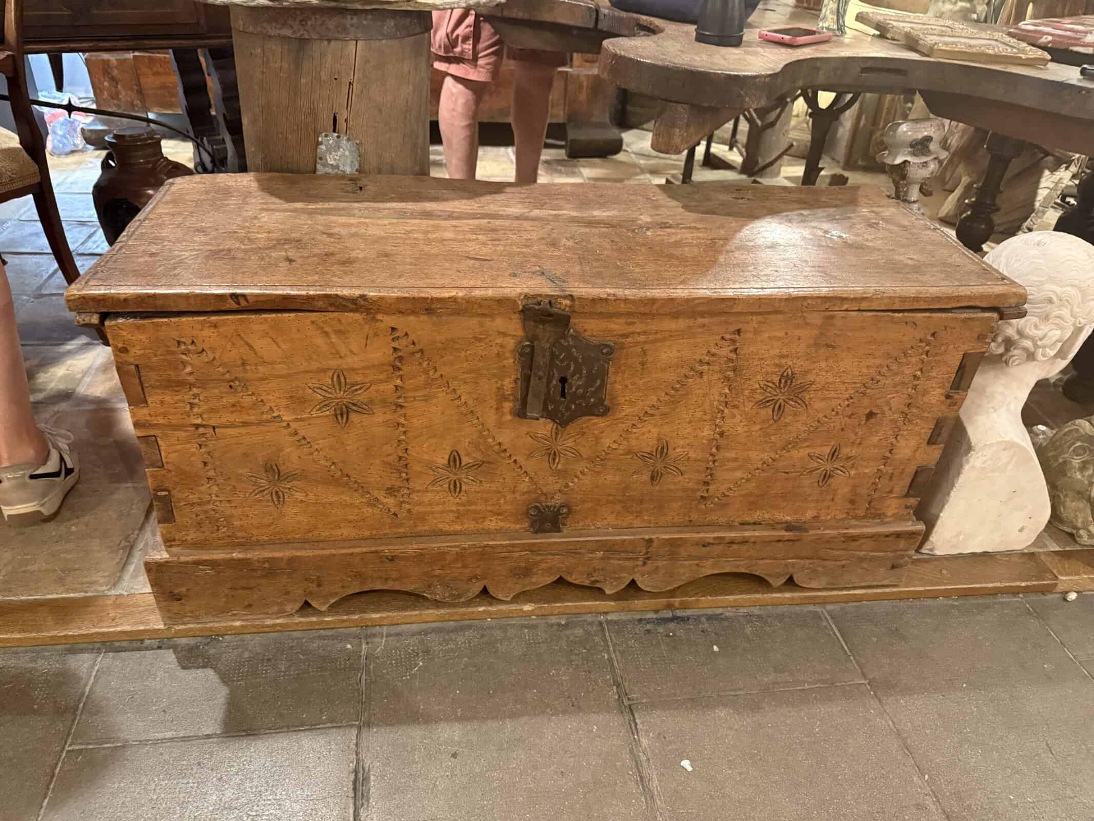 Early 18th Century Walnut Trunk from the Swiss Alps