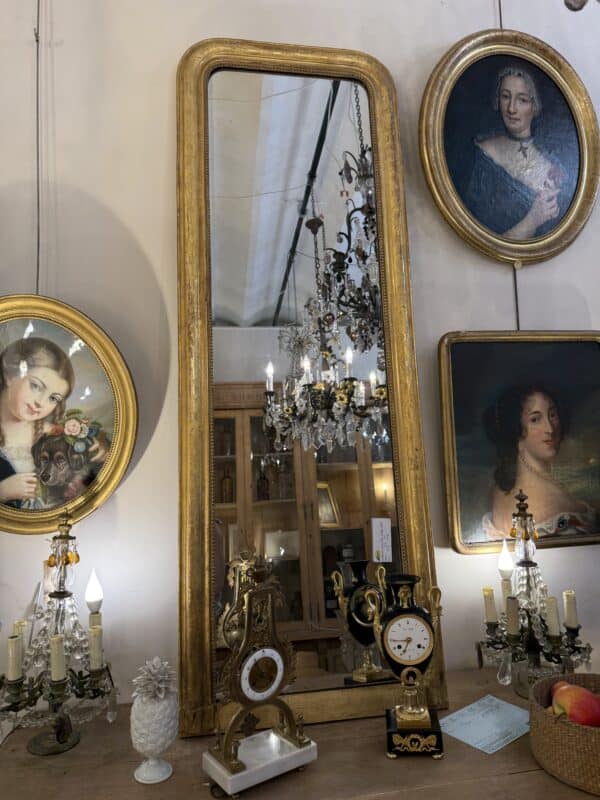Narrow French Louis Philippe Style Mirror Giltwood ca. 1880