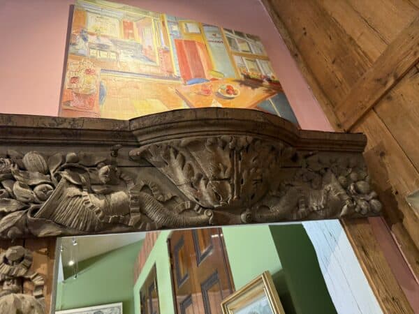 18th Century French Carved & Painted Oak Overdoor