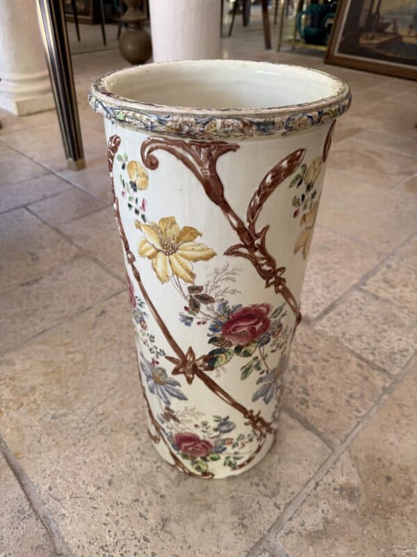 French Ceramic Umbrella Stand Early 20th Century