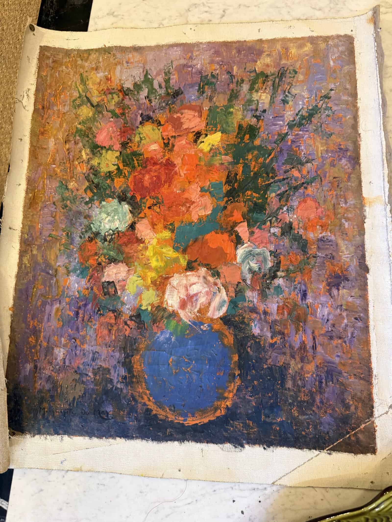 Set of 2 Oil on Canvas Floral Paintings by "Marguerite du Max," France 20th Century. PRICED INDIVIDUALLY. - Image 2