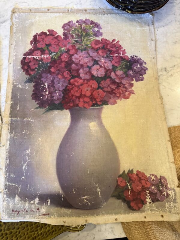 Set of 2 Oil on Canvas Floral Paintings by "Marguerite du Max," France 20th Century. PRICED INDIVIDUALLY. - Image 3