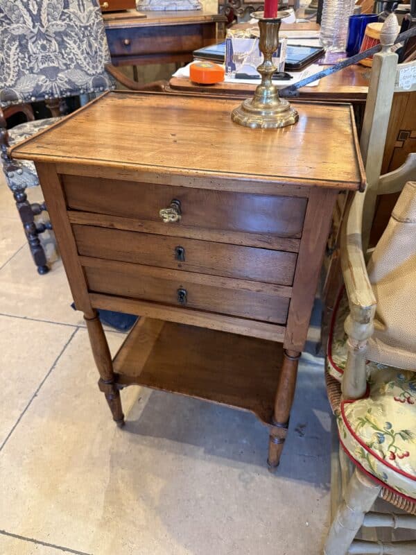 18th Century French Walnut Chiffonier / Bedside Table with 3 Drawers
