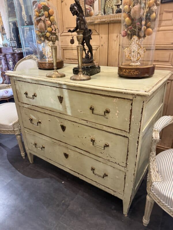 19th Century French Louis XVI Green Painted Commode