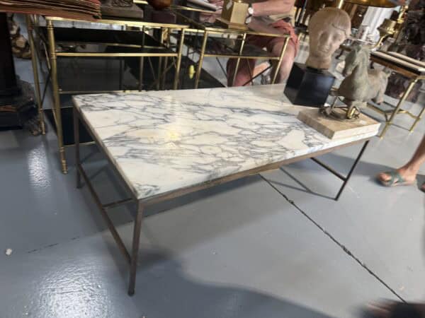 "Paul McCobb" Brass Coffee Table with Marble Top, France ca. 1970