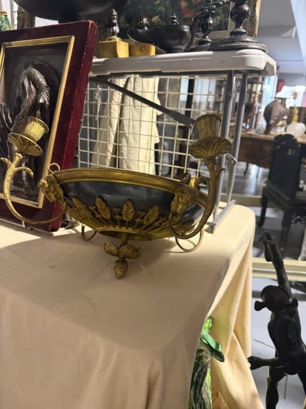 Empire Style Bronze Chandelier France ca. 1960