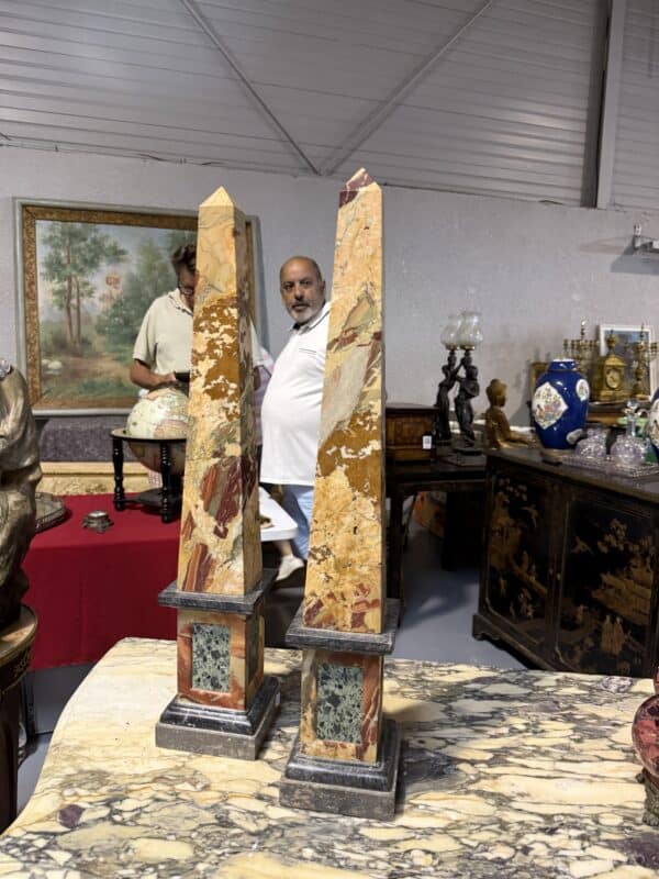 Pair of Large Marble Obelisks, France 20th C.