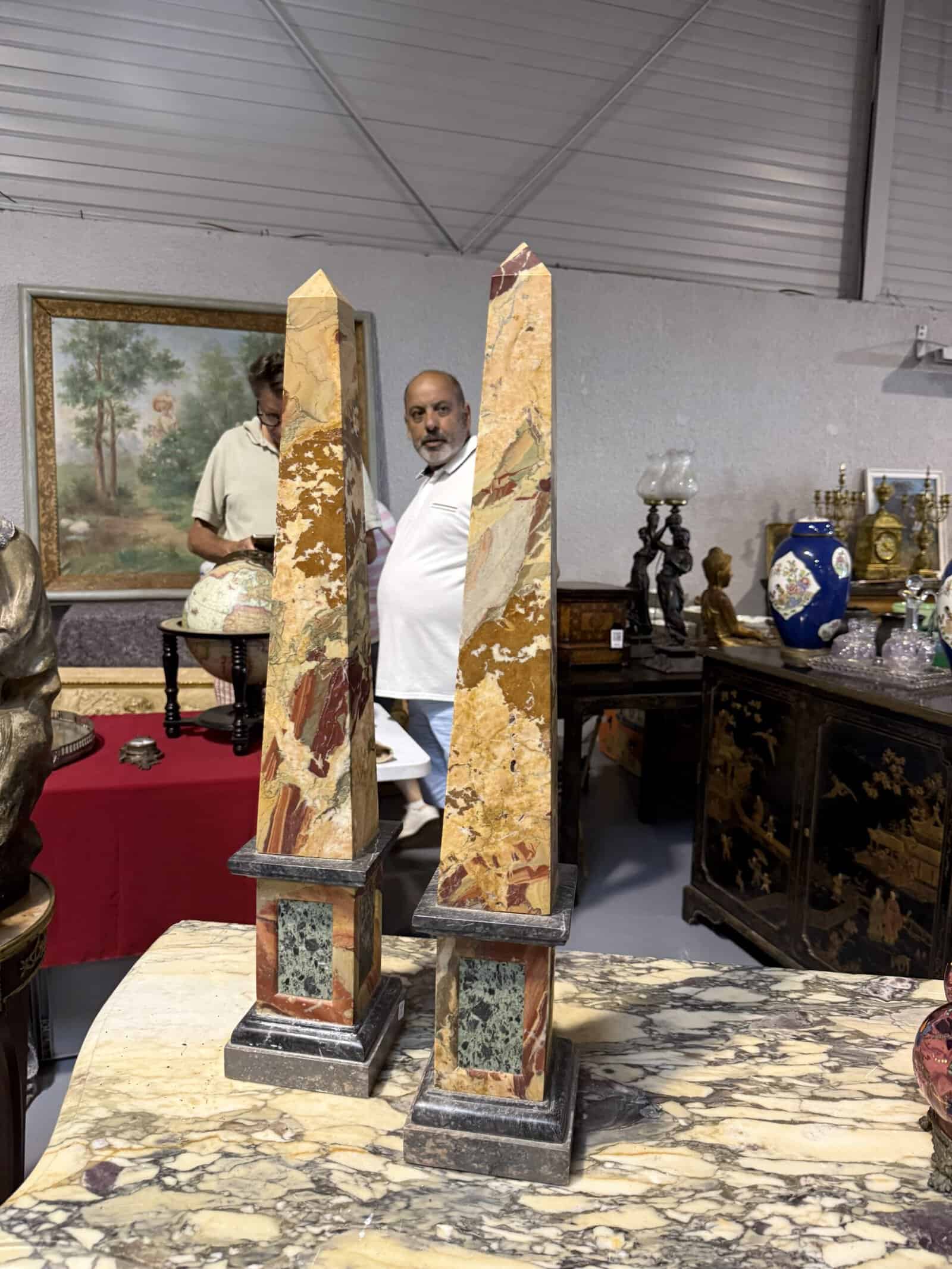 Pair of Large Marble Obelisks, France 20th C.