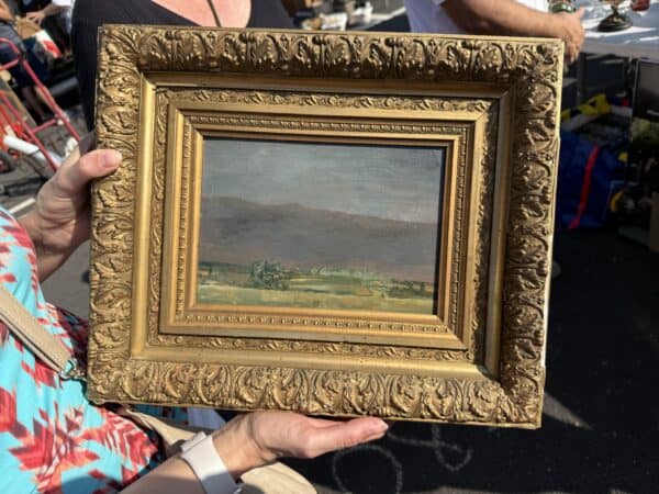 Giltwood Framed Oil on Board Landscape, 19th Century France