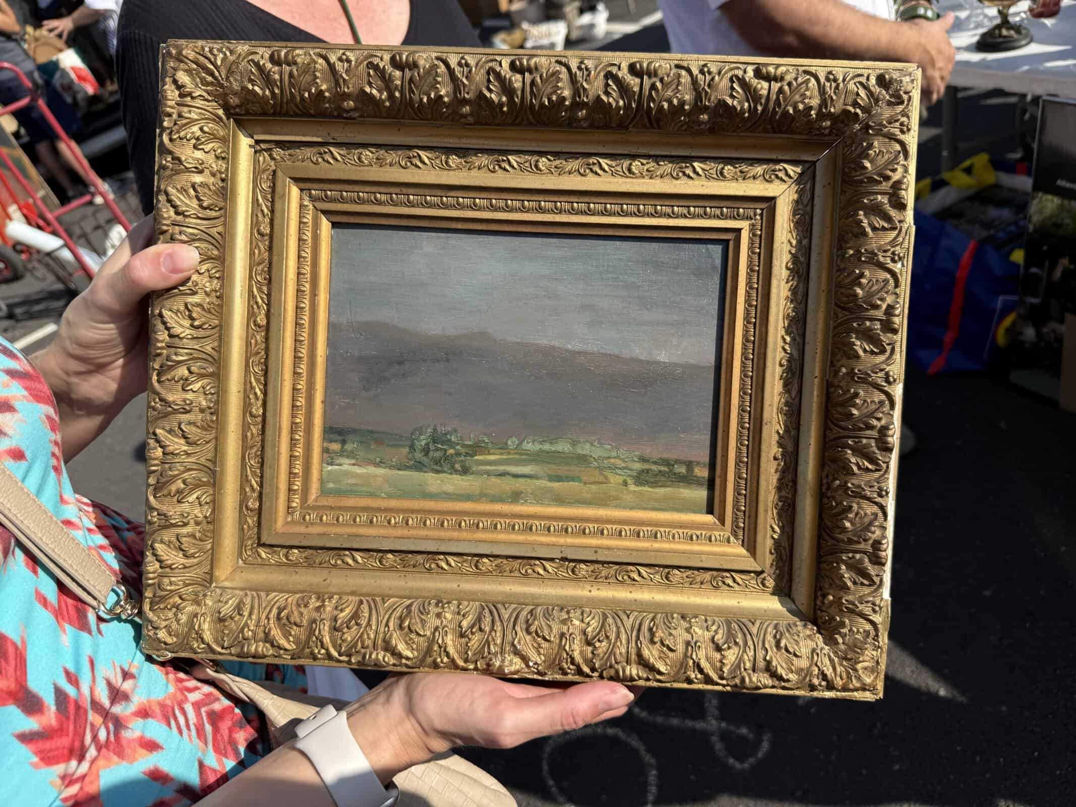 Giltwood Framed Oil on Board Landscape, 19th Century France