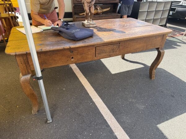 18th Century French Oak Farm Table with 4 Drawers