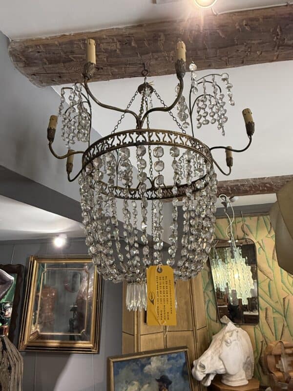 19th Century France Louis XVI Basket Chandelier