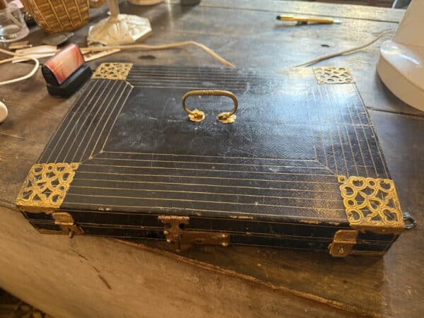 Early 18th Century French Louis XIV Leather & Bronze Dore Lap Desk ca. 1700
