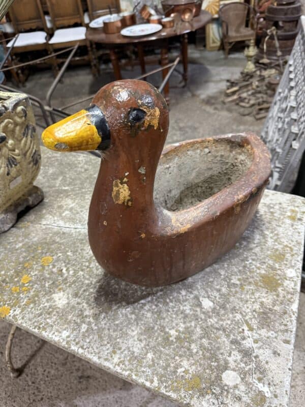 Painted Concrete Duck Jardiniere , France ca. 1920