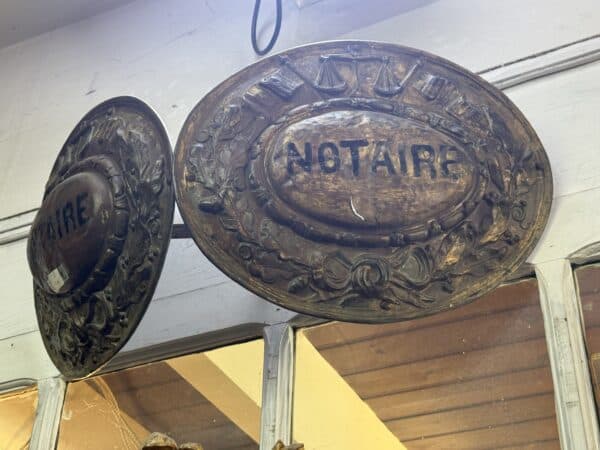 19th Century French Brass Repousse Notary Street Sign