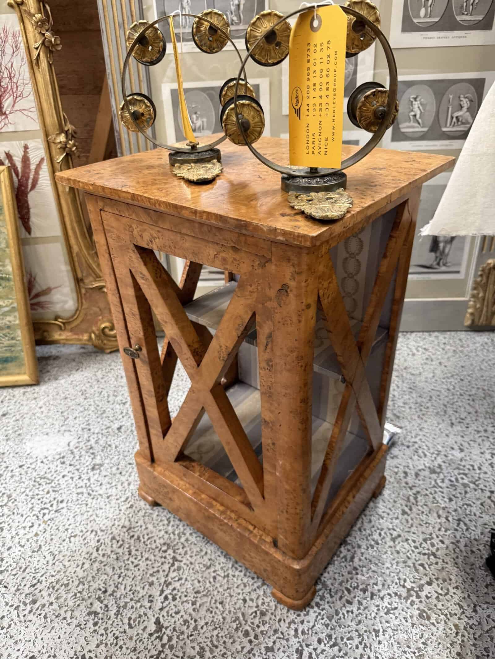 19th Century French Charles X Burled Elm Bedside Cabinet