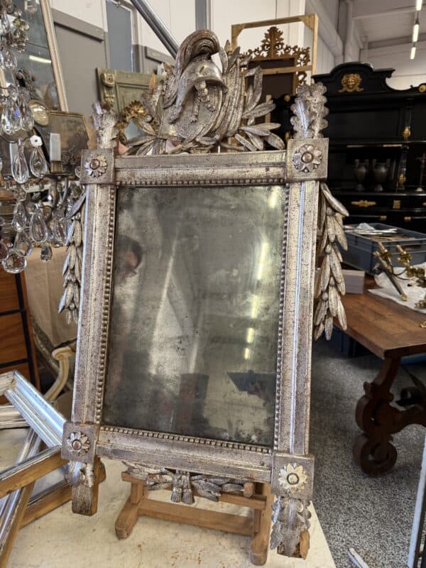 Late 18th Century French Louis XVI Silver Giltwood Mirror