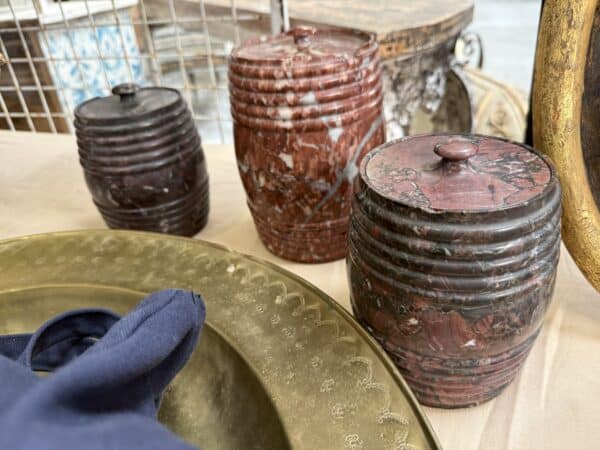 Set of 3 19th Century French Marble Tobacco Jars with Lids