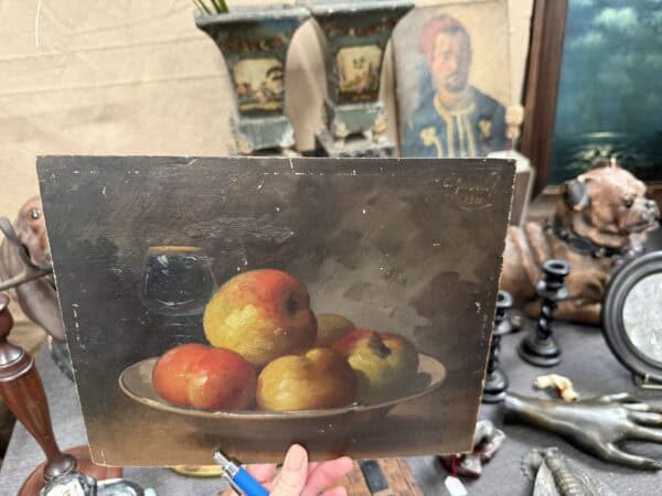 Still Life Painting, Oil on Board, France 19th Century