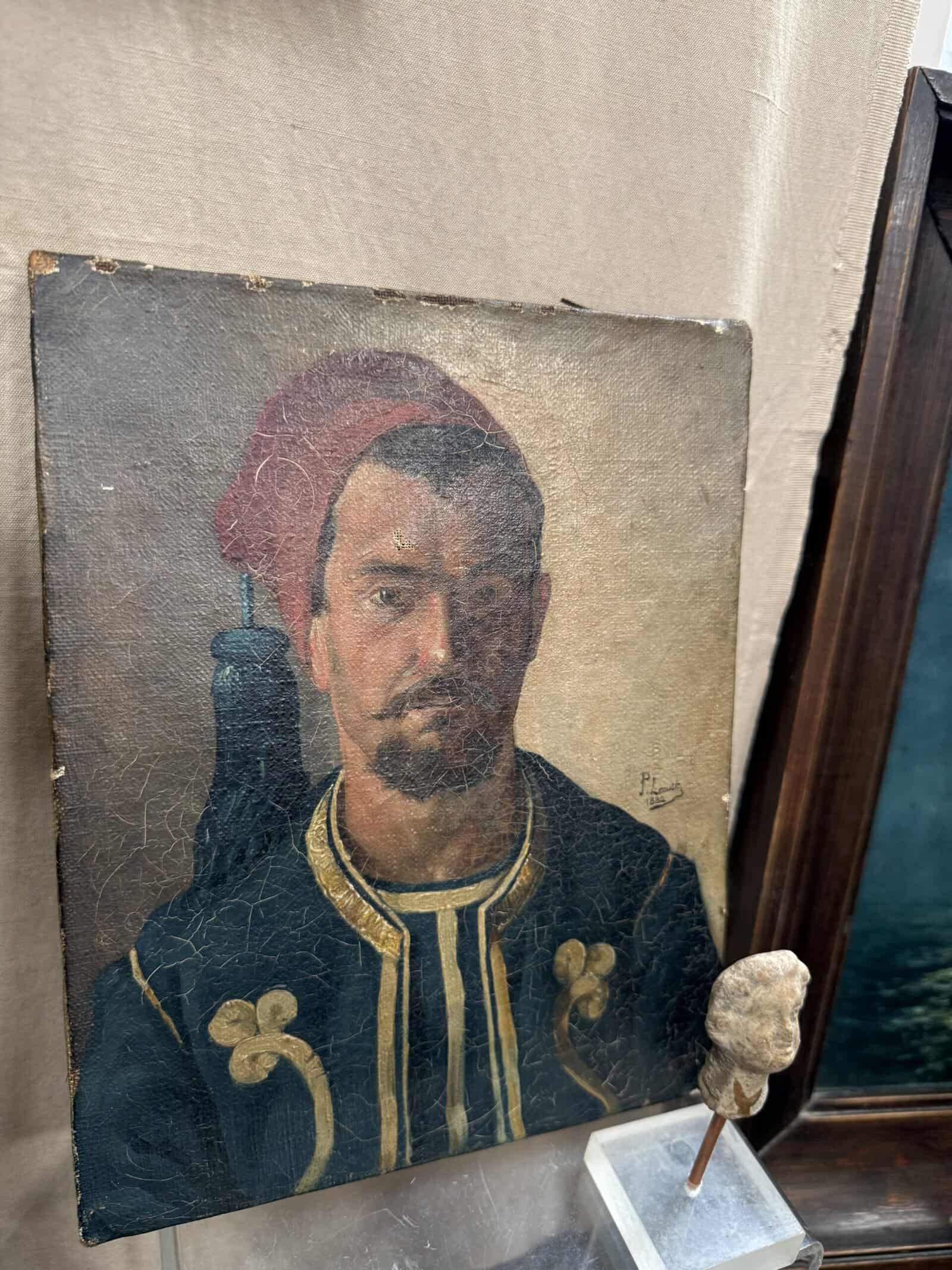 19th Century French Oil on Canvas Portrait of a Man, "Zouavve"