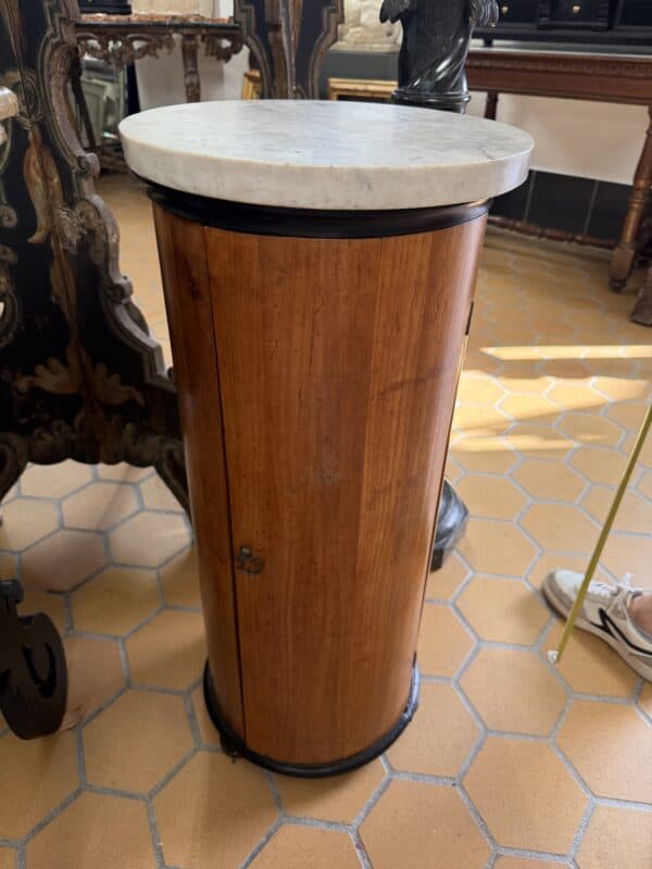 19th Century Italian Round Bedside Cabinet with Marble Top