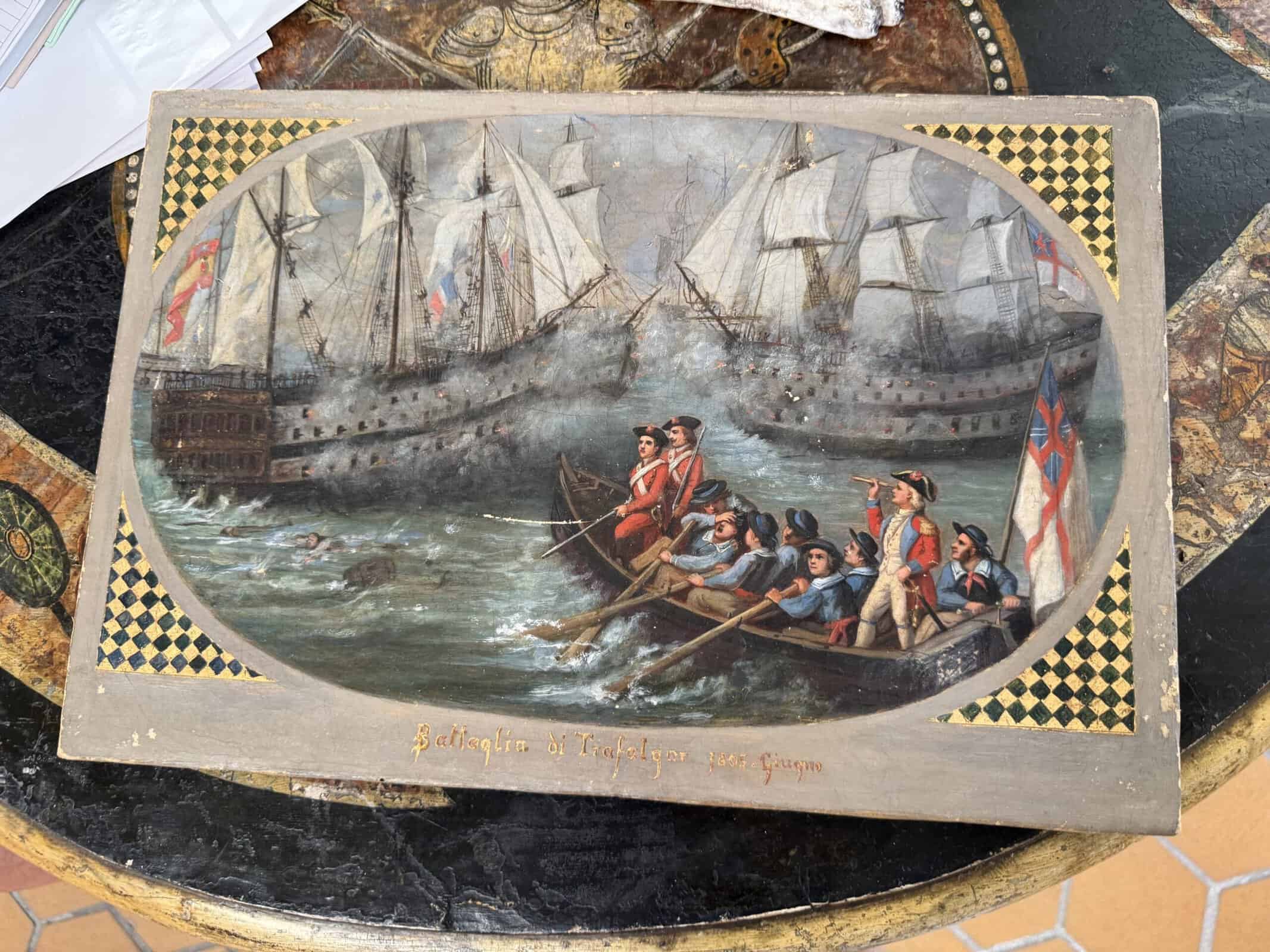 19th Century Italian Oil on Canvas "Battleship" Painting