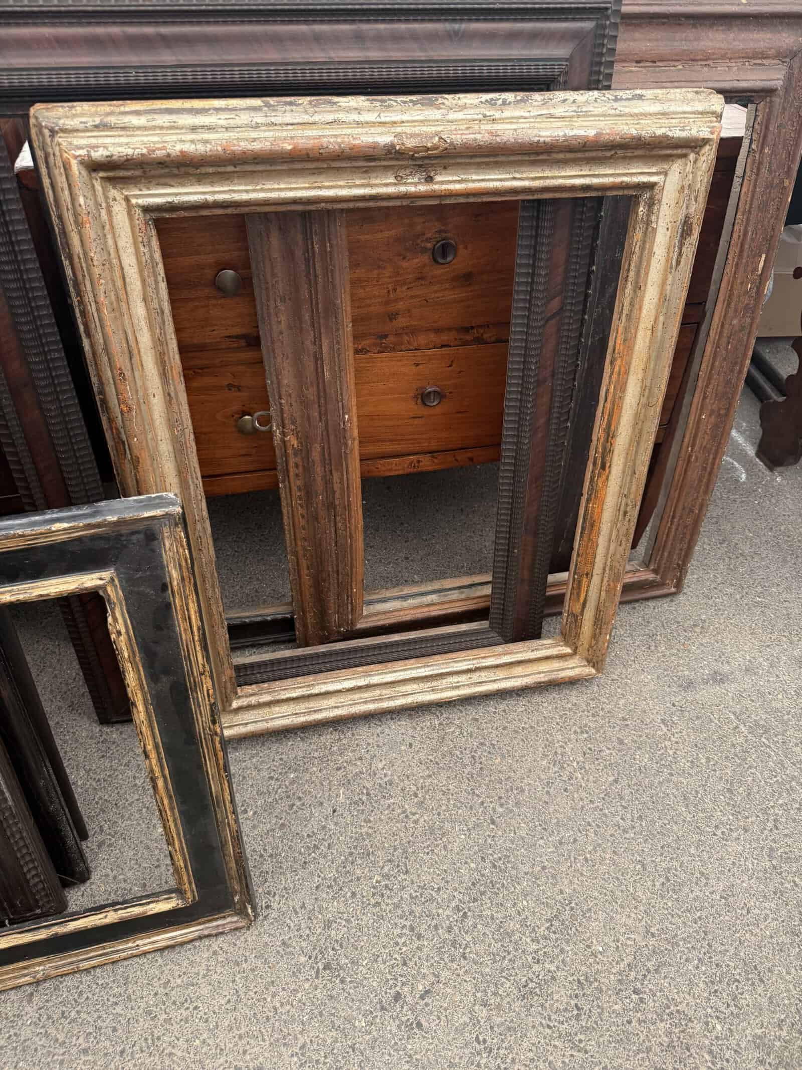 17th Century Italian Silver Giltwood Frame, for Mirror