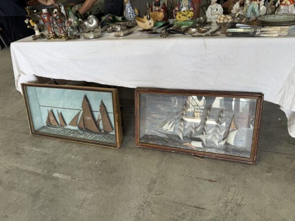 Set of 2 Framed Boat Dioramas ca. 1890. PRICED INDIVIDUALLY.