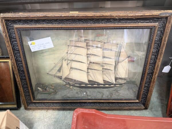 Framed Boat Diorama, 19th Century