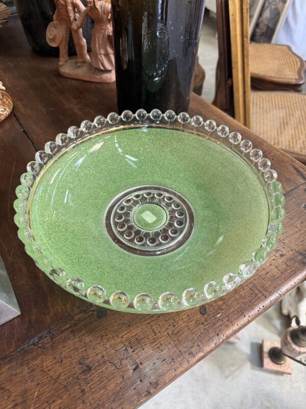 French Art Deco Glass Compotier / Salad Bowl