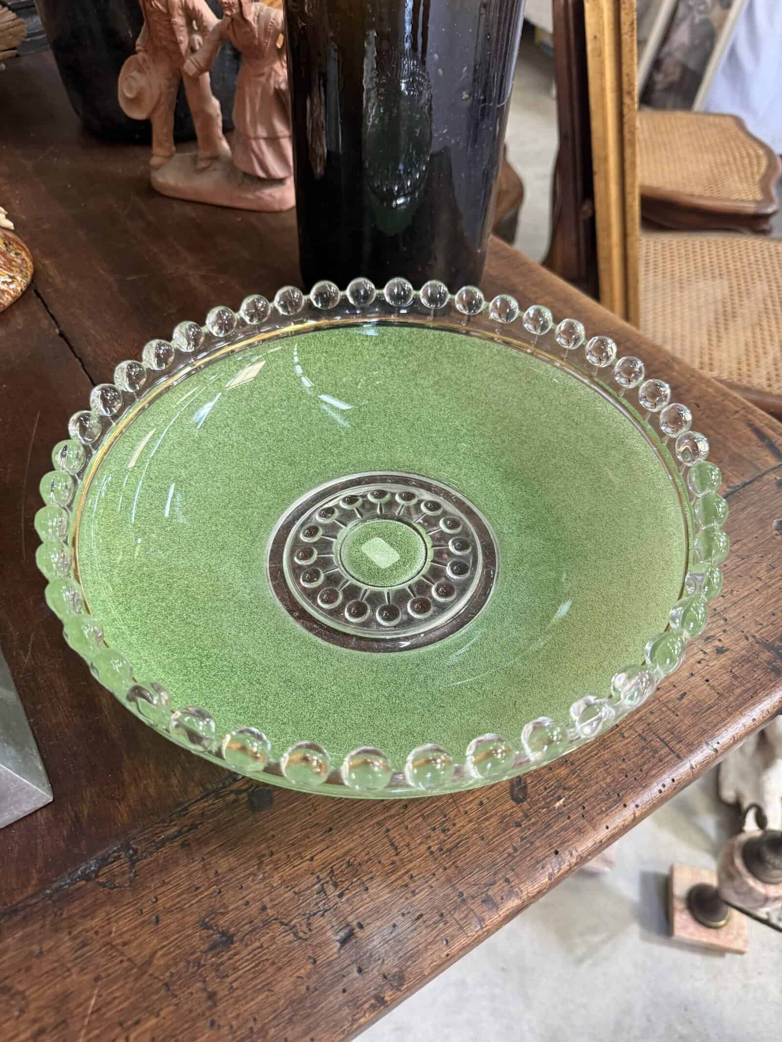 French Art Deco Glass Compotier / Salad Bowl