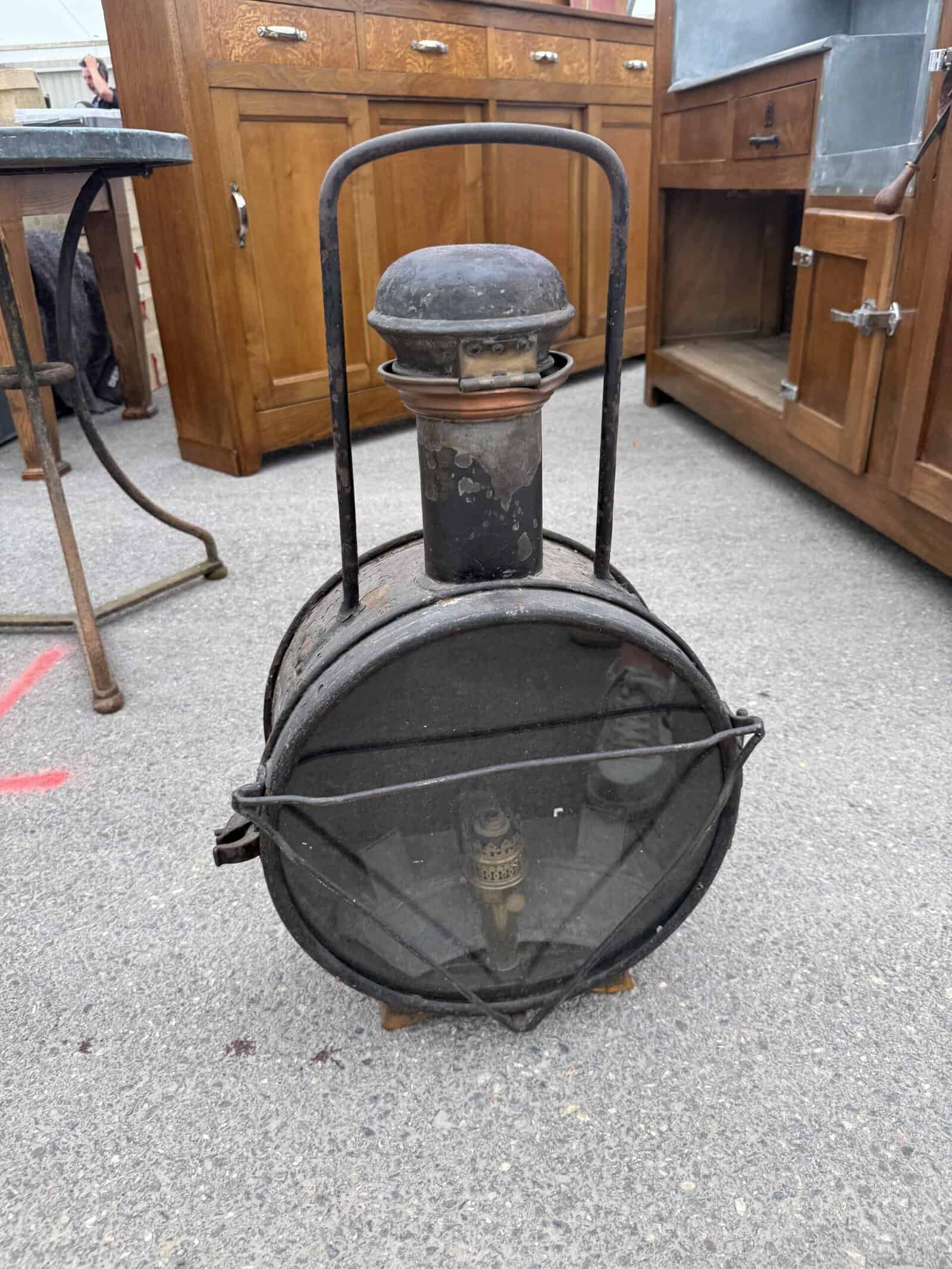 Large Black Train Lantern, 19th Century France