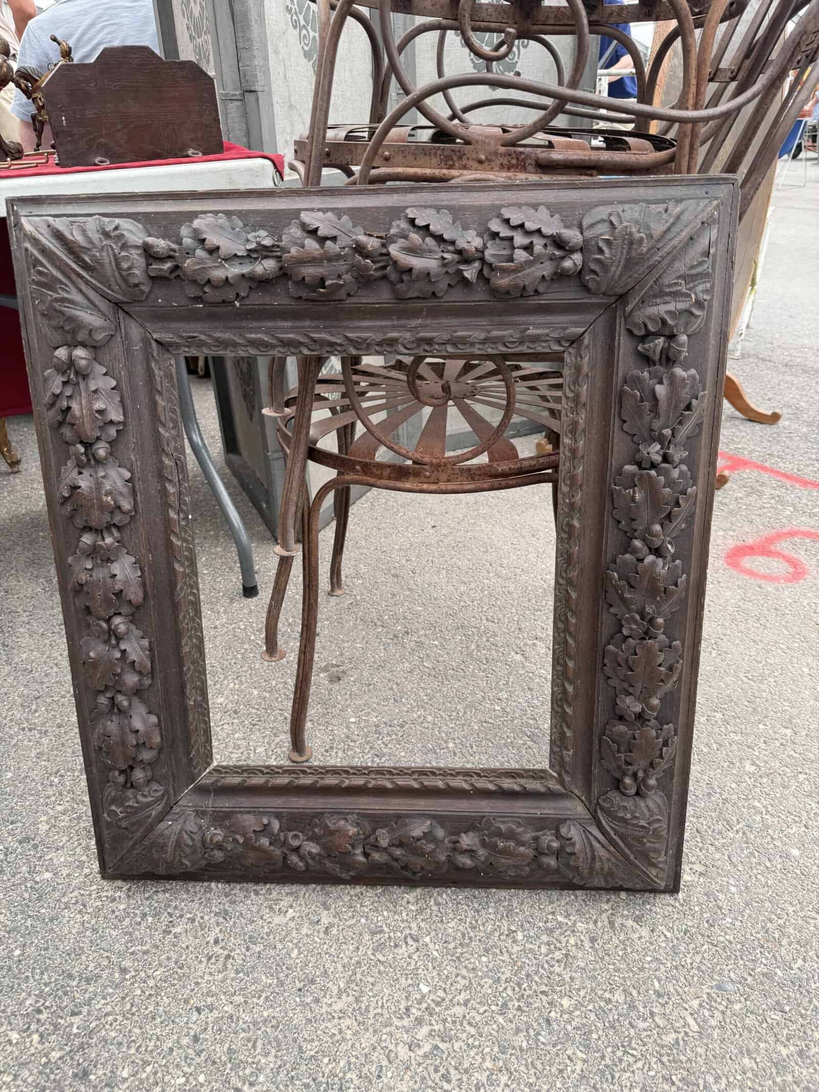 19th Century French Oak Carved Black Forest Frame, for Mirror