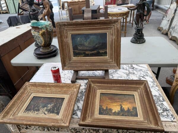 Set of 3 Framed Oil on Board 19th Century French Landscapes by Season, artist "Duran-Rose"